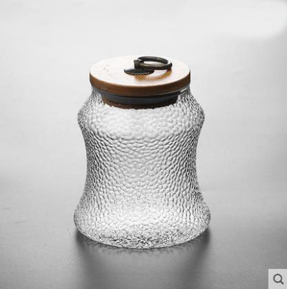 Chinese Glass Tea Jars with Airtight Wooden Lids