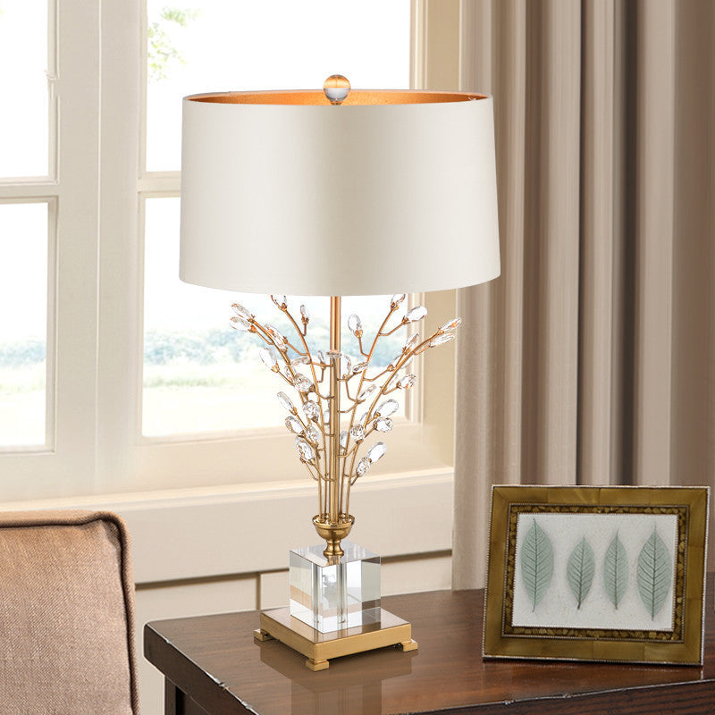 Glam Crystal & Gold Table Lamp with Drum Shade