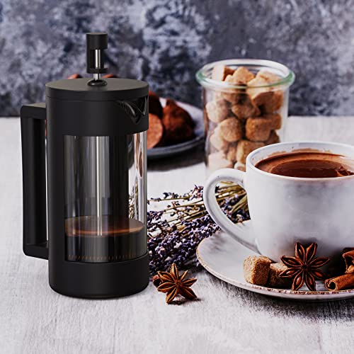 French Press Coffee Maker-Black & Clear Glass