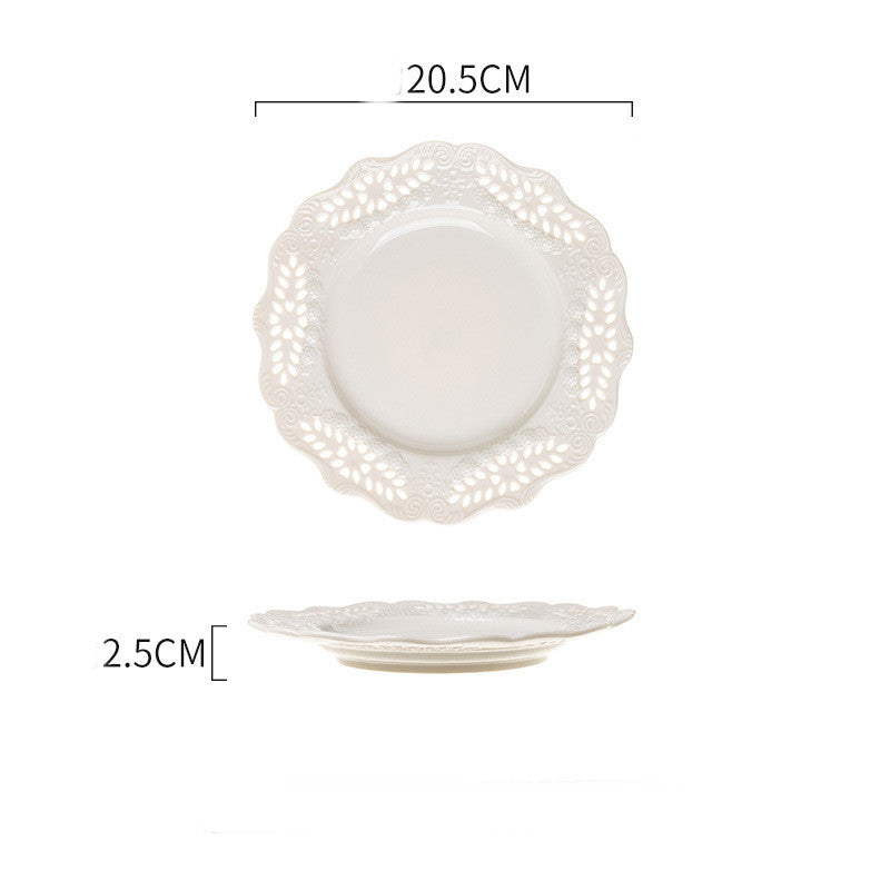 Porcelain Ceramic Cake Stand w/ Filigree Edge