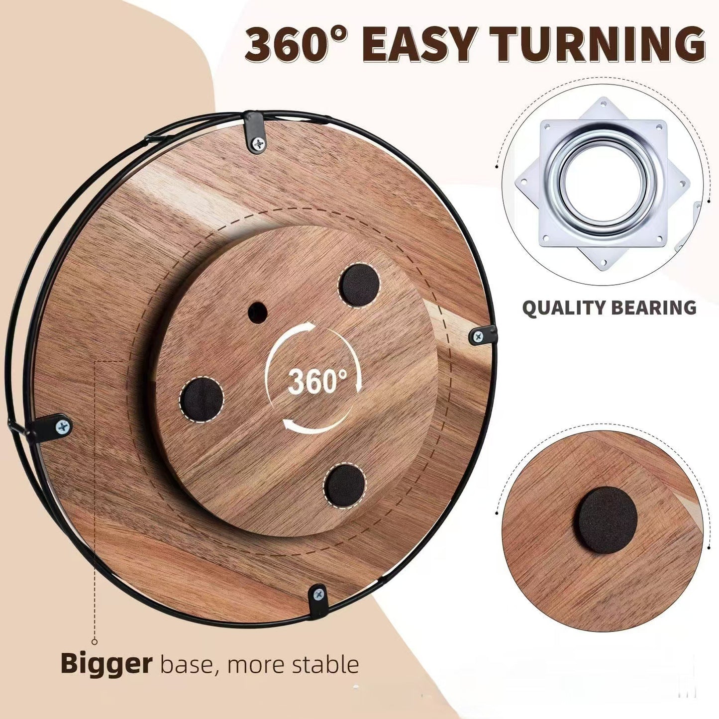 Rustic Wood & Metal Kitchen Turntable