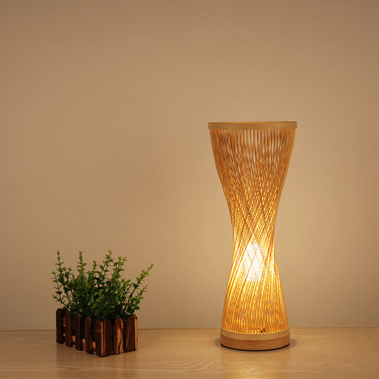 Japanese Bamboo Hourglass Table Lamp