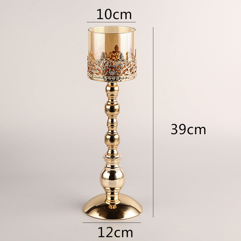 Candle Holder-Crystal Glass & Metal