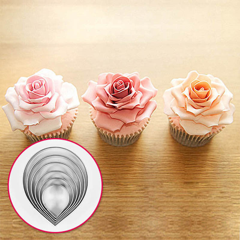 Rose Petal Fondant Mold-Stainless Steel 6-Piece