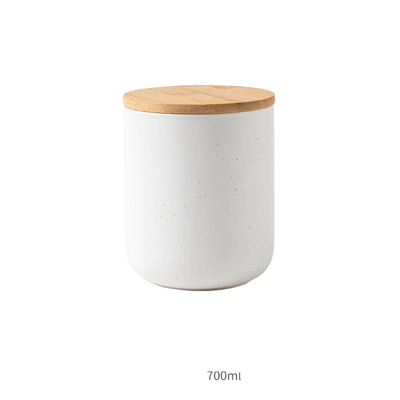 Minimalist Ceramic Canisters with Bamboo Lids