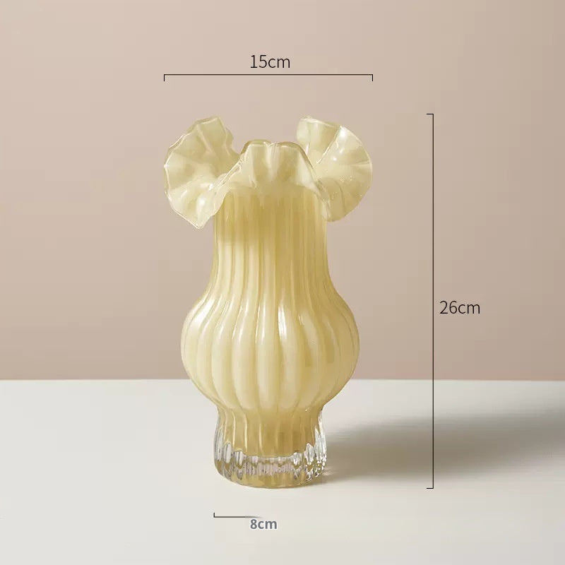 Vase-Glass with Fluted Top- Various Colors and Sizes