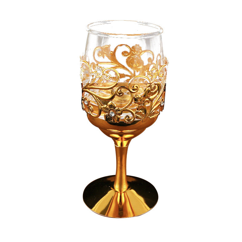 Metal & Glass Floral Wine Glass