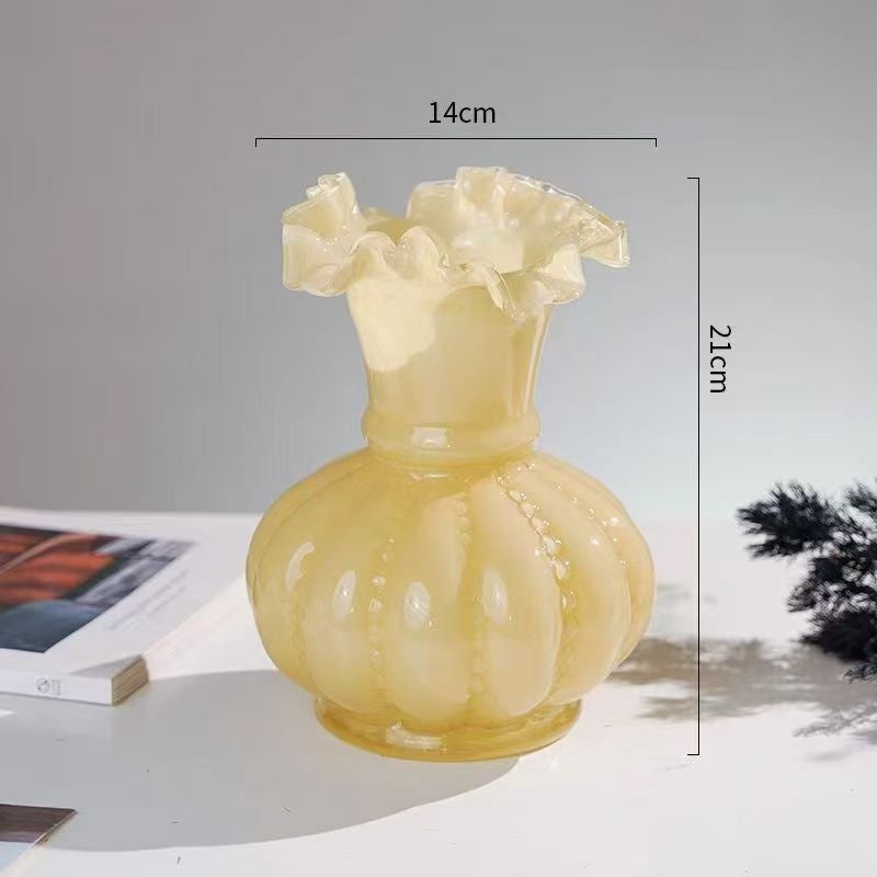 Vase-Glass with Fluted Top- Various Colors and Sizes