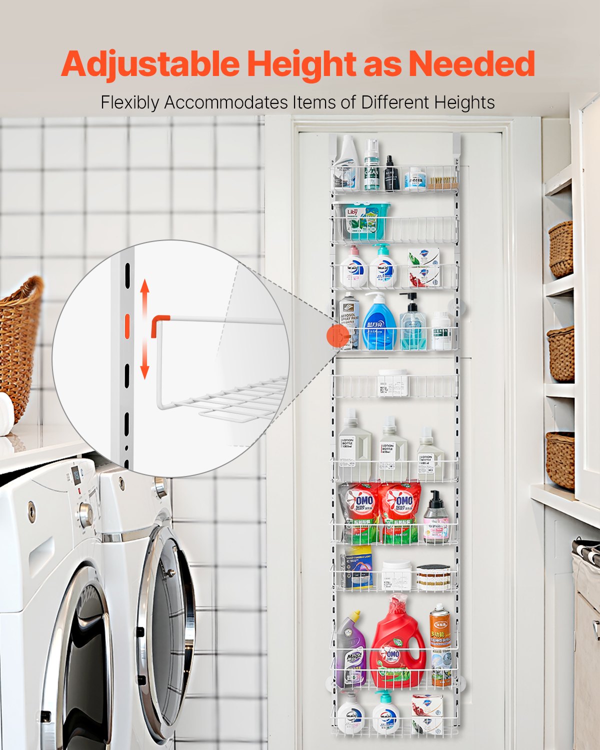 10-Tier Over The Door Pantry Organizer Hanging Storage Rack Adjustable Kitchen