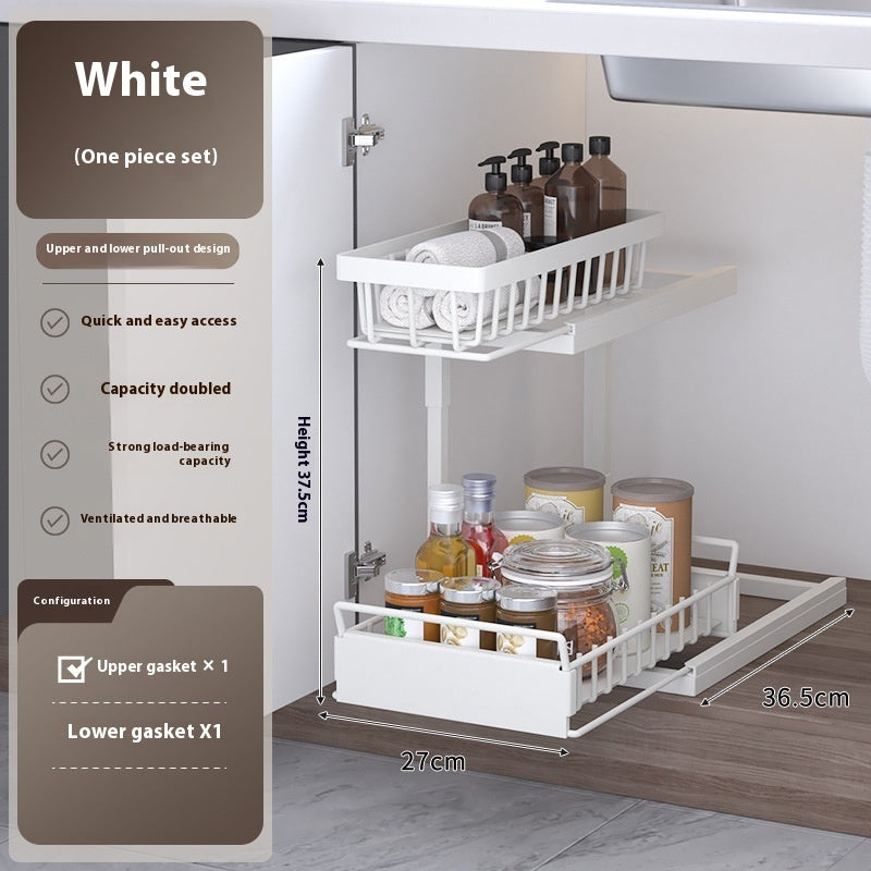 Kitchen Cabinet 2-Tier Pull-Out Organizer Rack