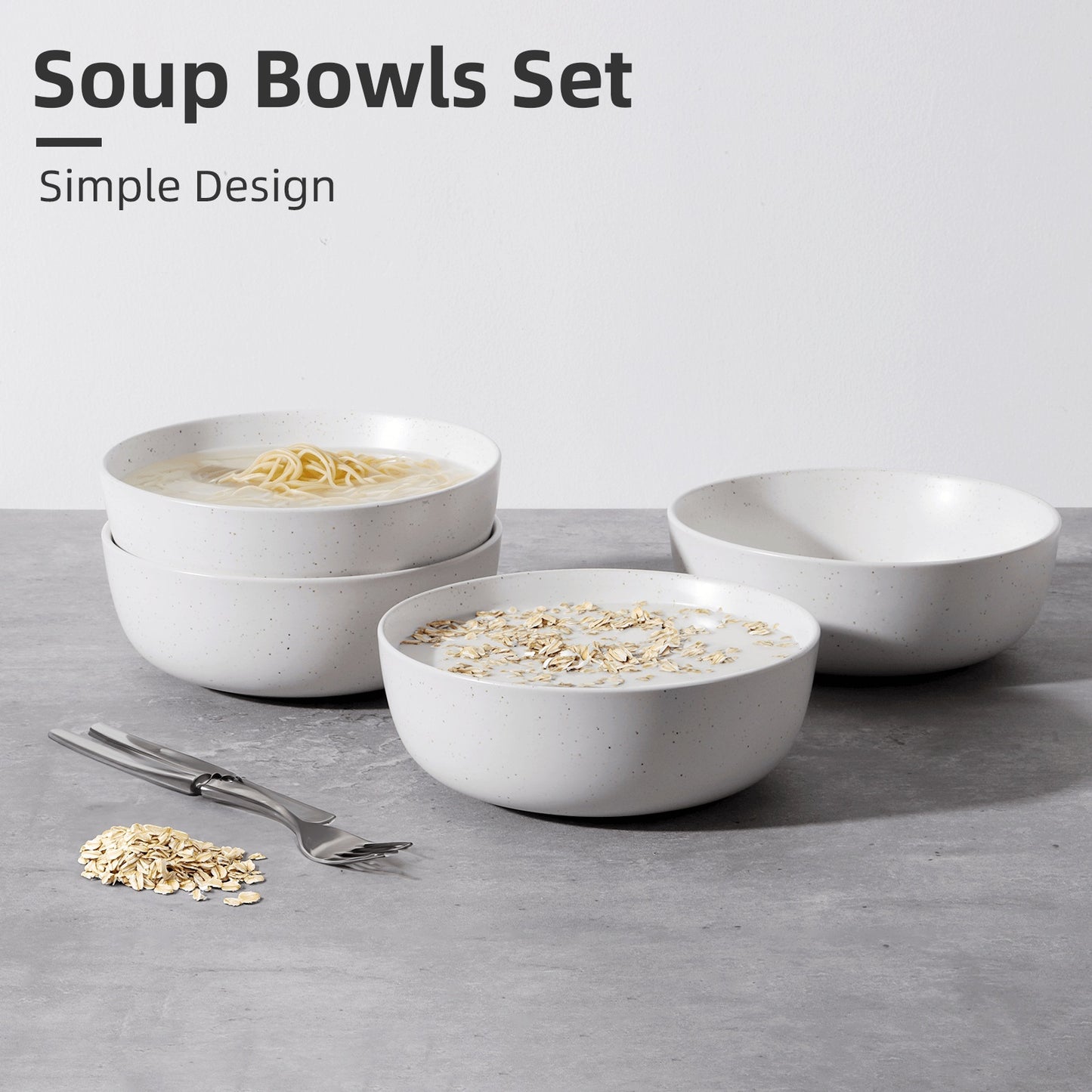 Tableware: 4PC Ceramic Bowl Set 27oz