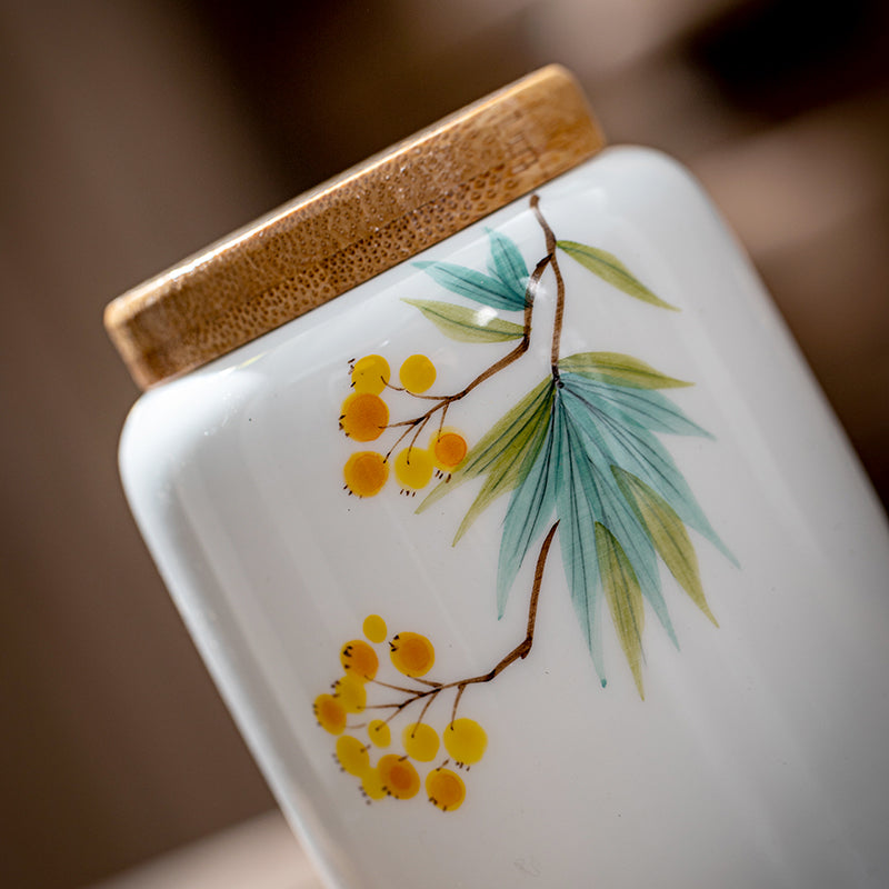Airtight Hand Painted Ceramic Japanese Tea Jar