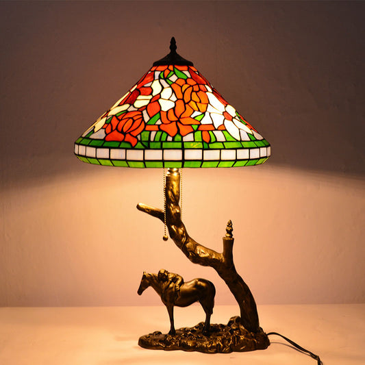 Tiffany Horse-Base Table Lamps