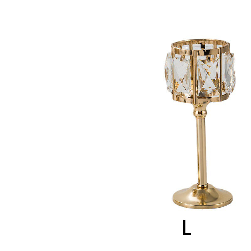 Candle Holder-Crystal Glass & Metal
