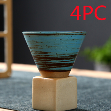 4PC Japanese Geometric Stoneware Espresso Cups