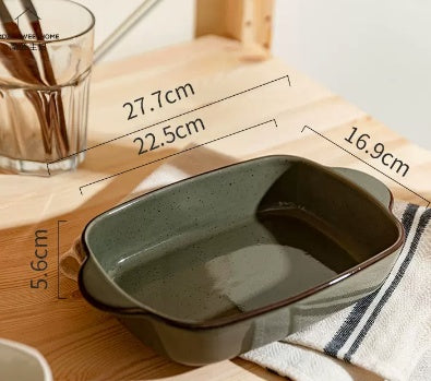 Earth Toned Porcelain Double Ear Baking Dishes