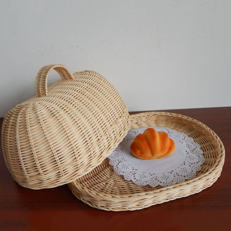 Wicker Bread Tray & Cloche