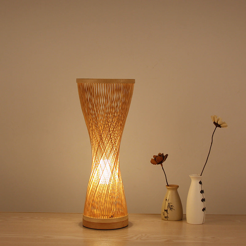 Japanese Bamboo Hourglass Table Lamp