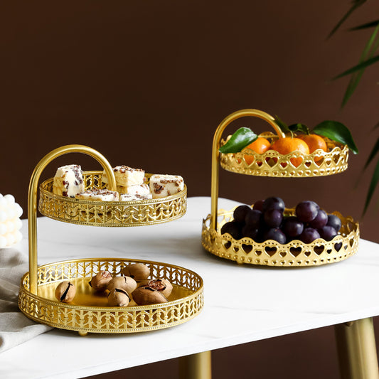 2-Tier Metal Pastry Tray-Dessert Tray