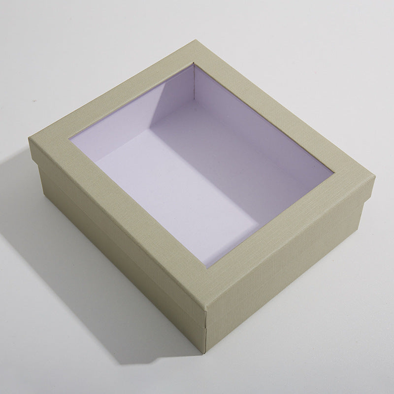 Flat Square Gift Box with Window Lid