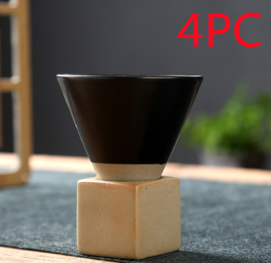 4PC Japanese Geometric Stoneware Espresso Cups