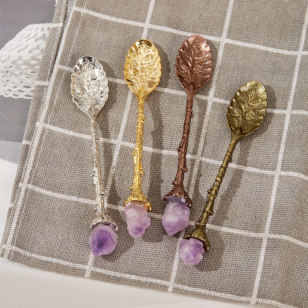 Embossed Crystal Gemstone Dessert Spoon