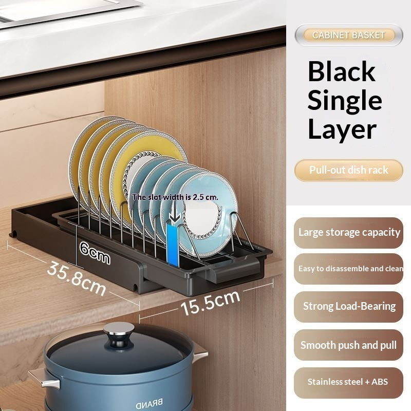 Kitchen Cabinet Built-in Pull-Out Dish Rack Drawer