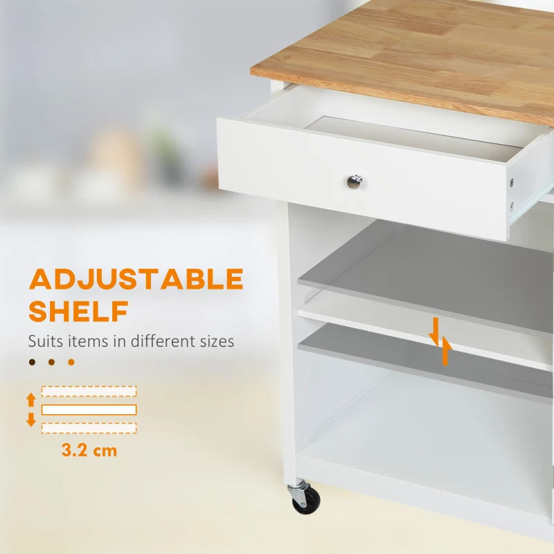 Glass Front Cabinet Kitchen Island With Drawer and Adjustable Shelves
