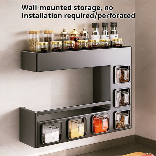 All-in-One Kitchen Storage Rack: Dry Ingredients, Bottles, Jars, and Cans