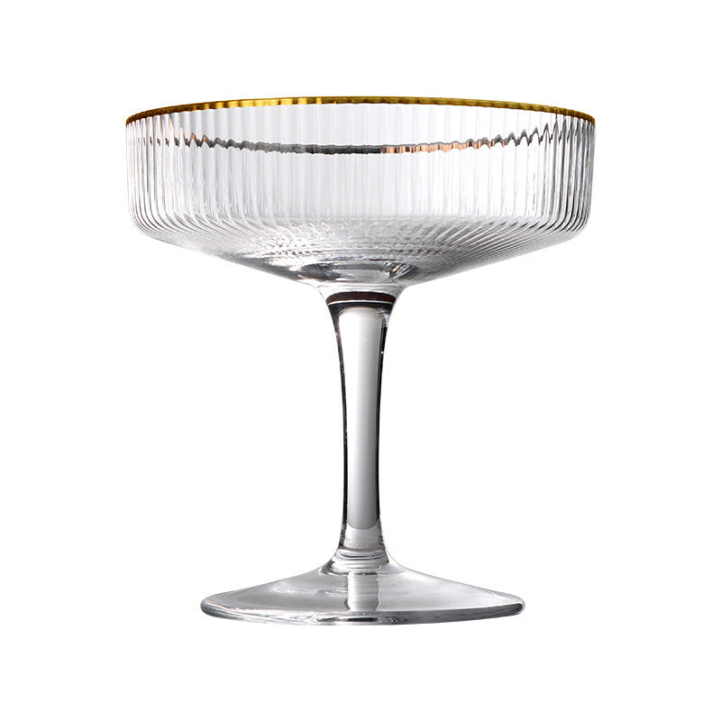 Reeded Coupe Glass with Gilt Edge Cocktail or Dessert Glass