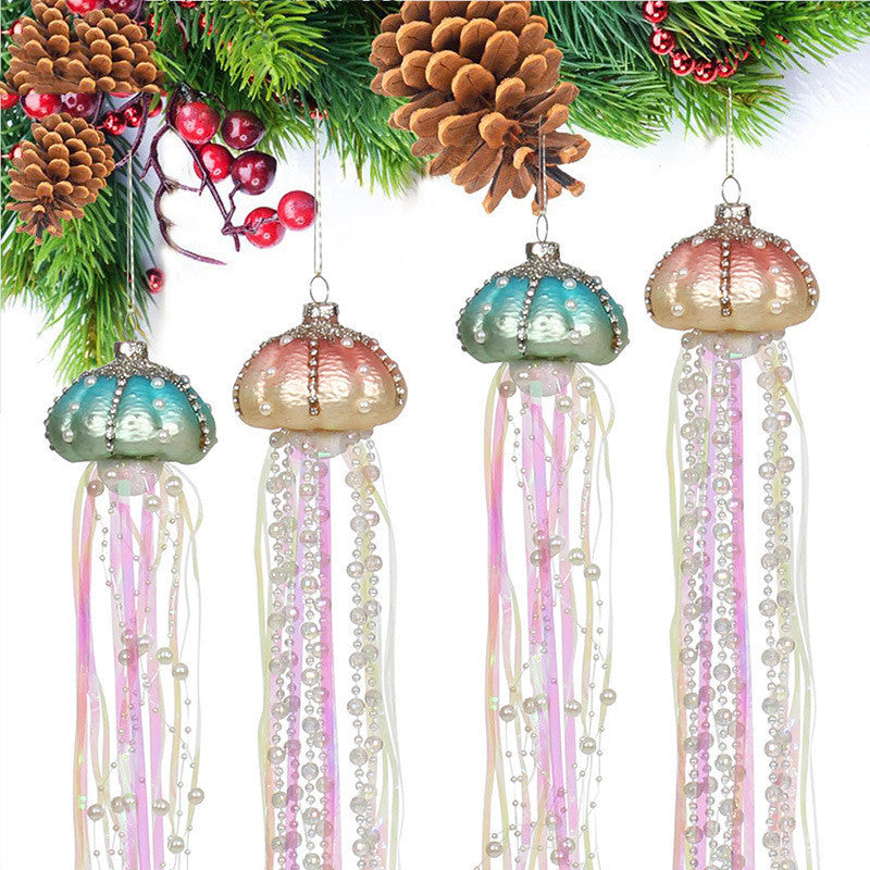 Christmas Tree: 4PC Pearlized Jellyfish Ornaments