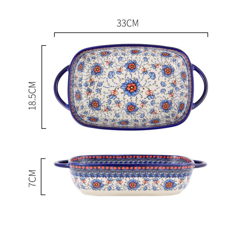 Pastoral French Underglazed Porcelain Ceramic Baking Dishes
