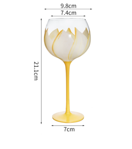 Hand Painted Crystal Flower Wine Glass