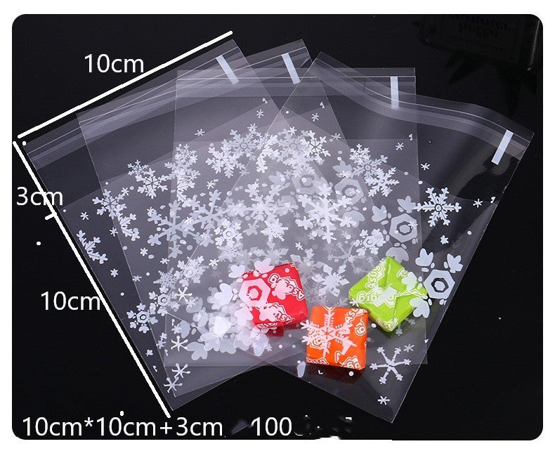 100PC Clear Plastic Snowflake Treat Bags