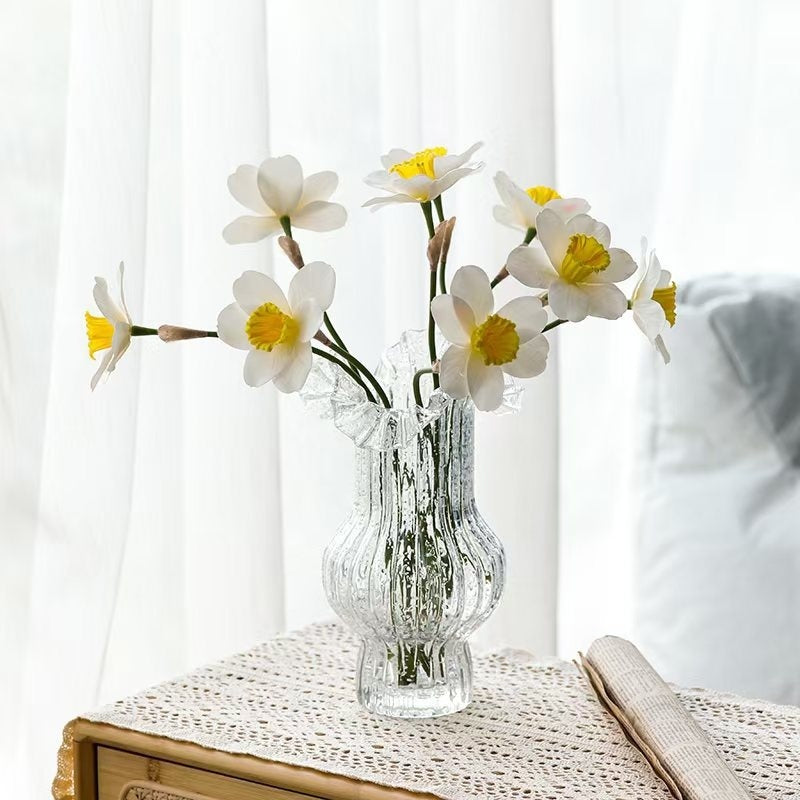Vase-Glass with Fluted Top- Various Colors and Sizes